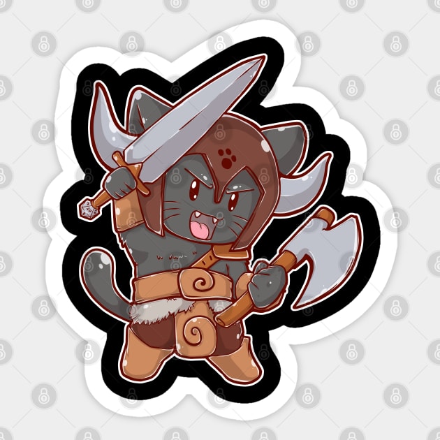 Barbarian Cat Sticker by MimicGaming